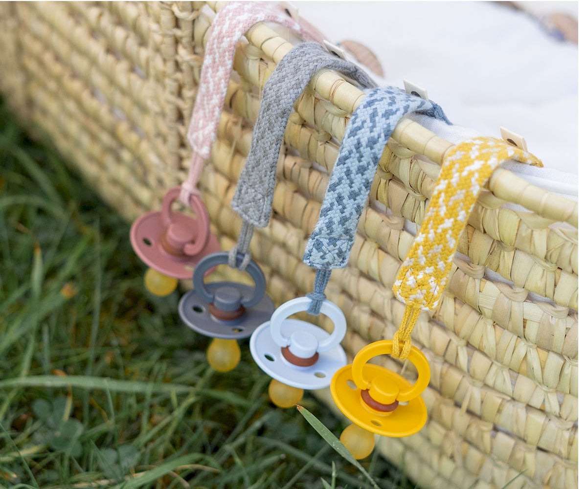Porte-sucette tressé BIBS Blush/Ivory