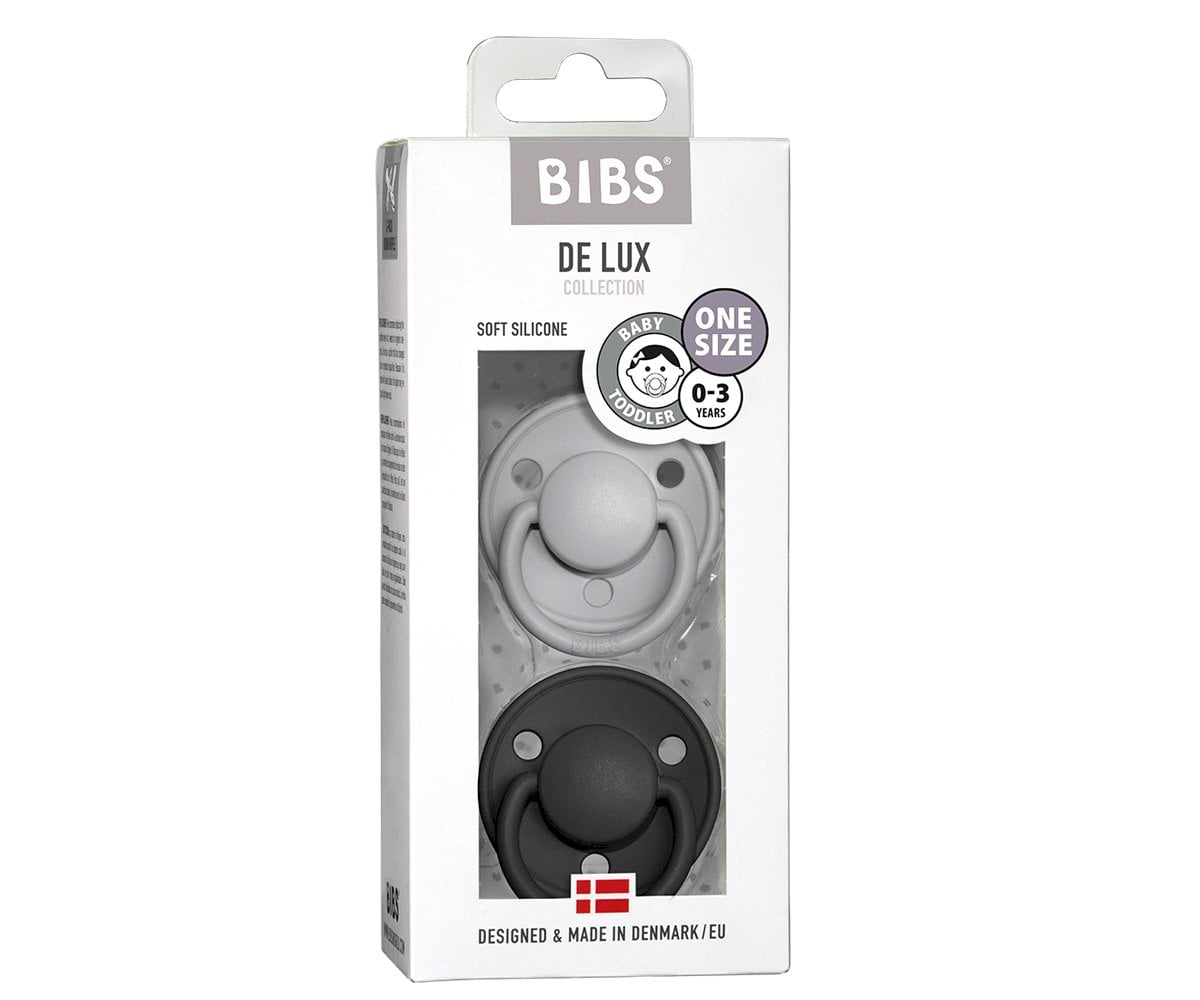 2 Chupetas Silicone BIBS De Lux Cloud/Black