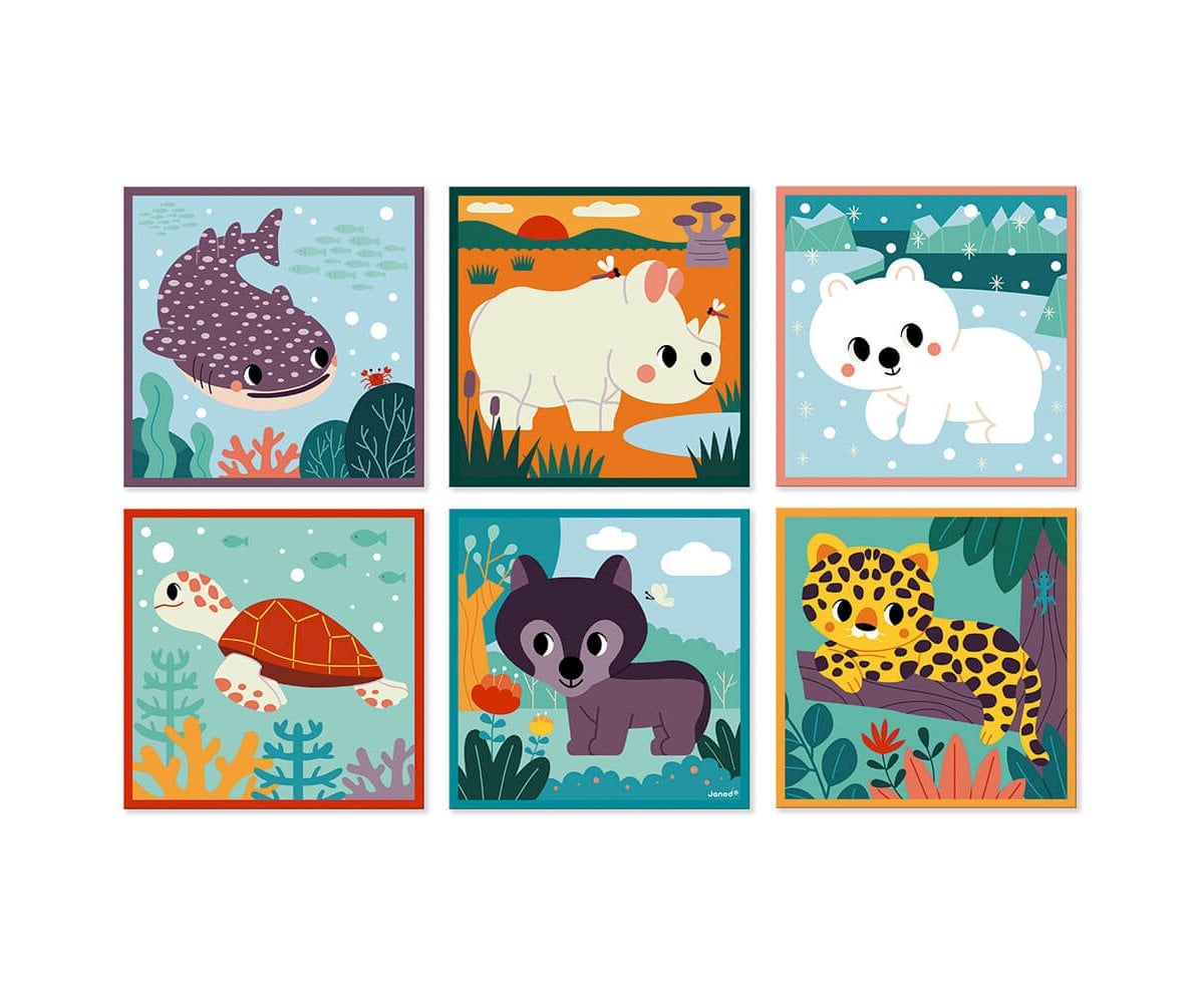 9 Cubos de Cartón Animales