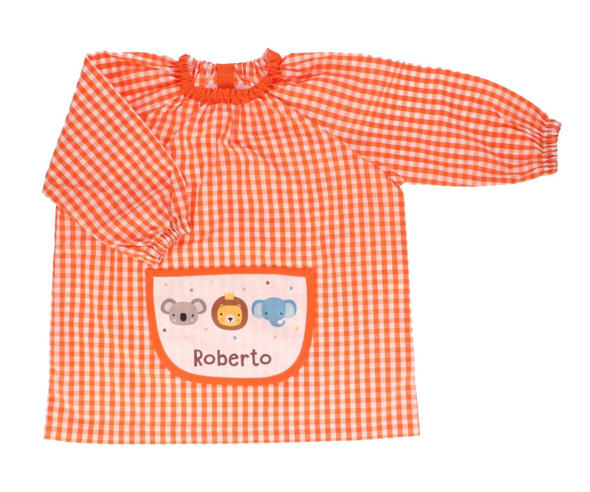 Grembiulino Vichy Personalizzato Tasca Centrale Animal Friends