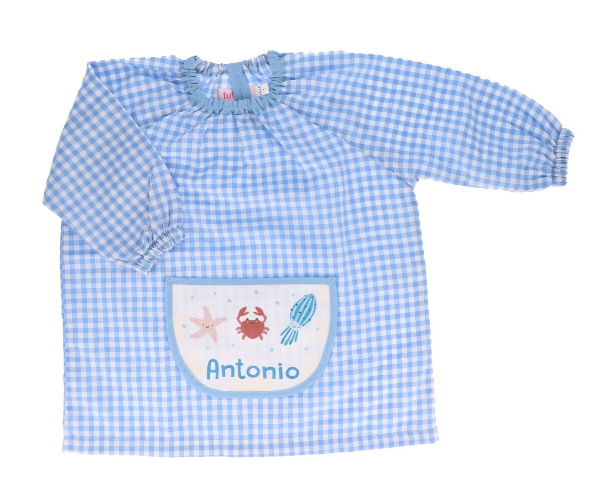 Grembiulino Vichy Personalizzato Tasca Centrale Ocean