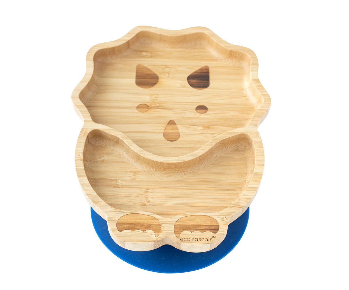 Plato Bambú con Ventosa Dino Navy