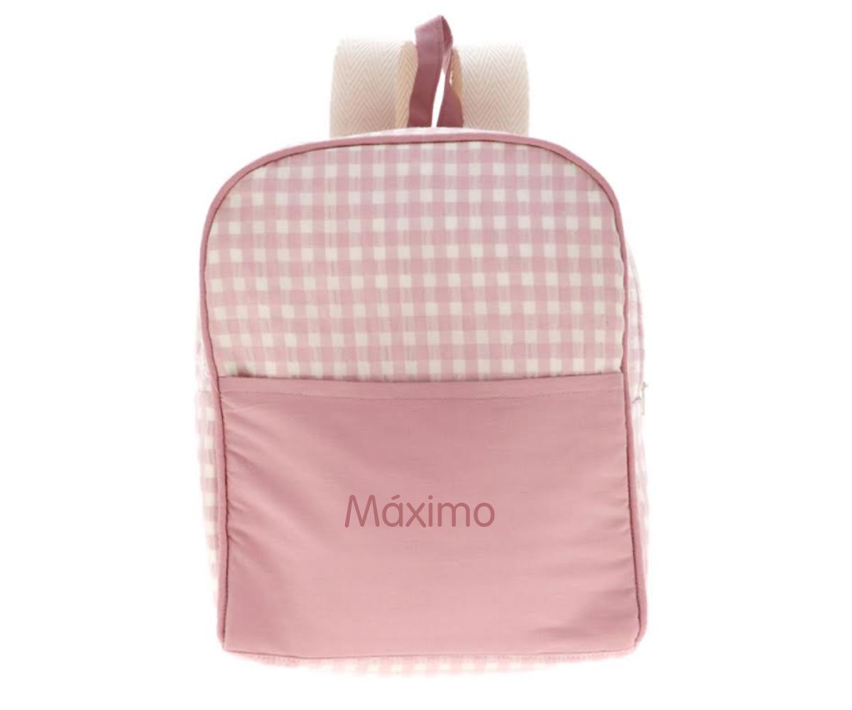 Mochila Vichy Rosa Personalizable