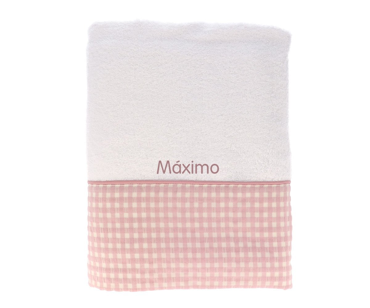 Serviette de bain Vichy Rose Personnalisable