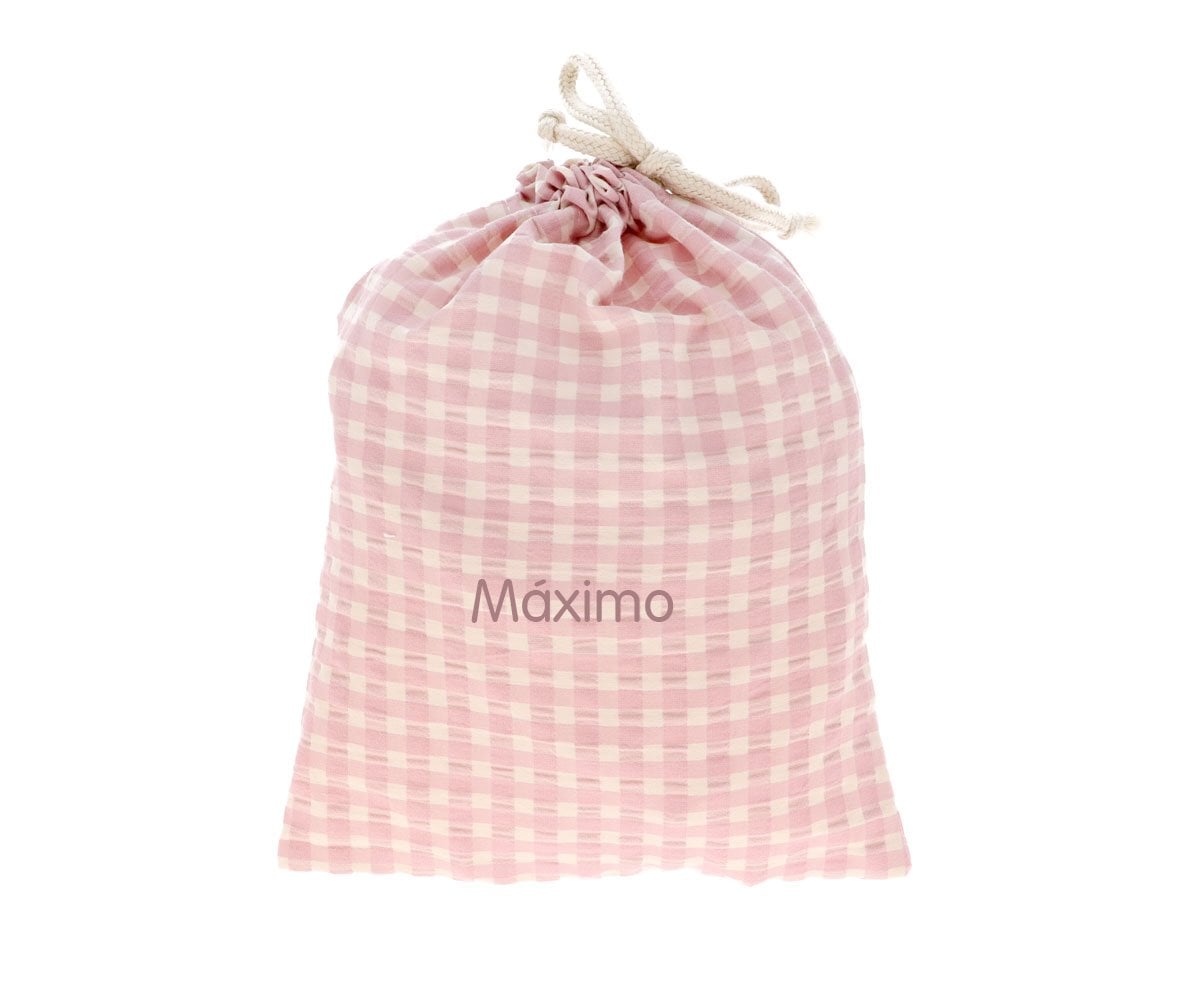 Bolsa Merienda Vichy Rosa Personalizable