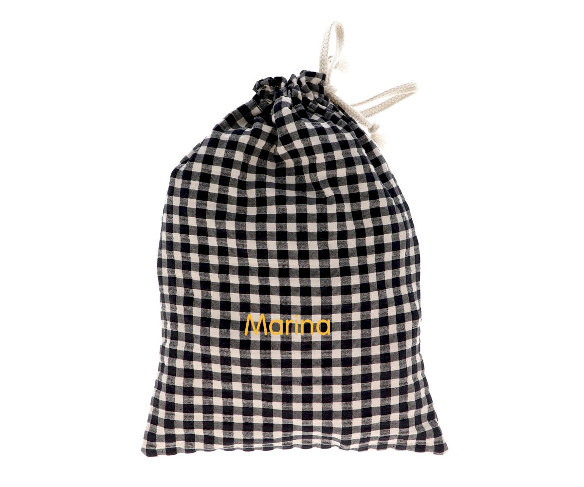 Saco de Lanche Personalizável  Vichy Preto