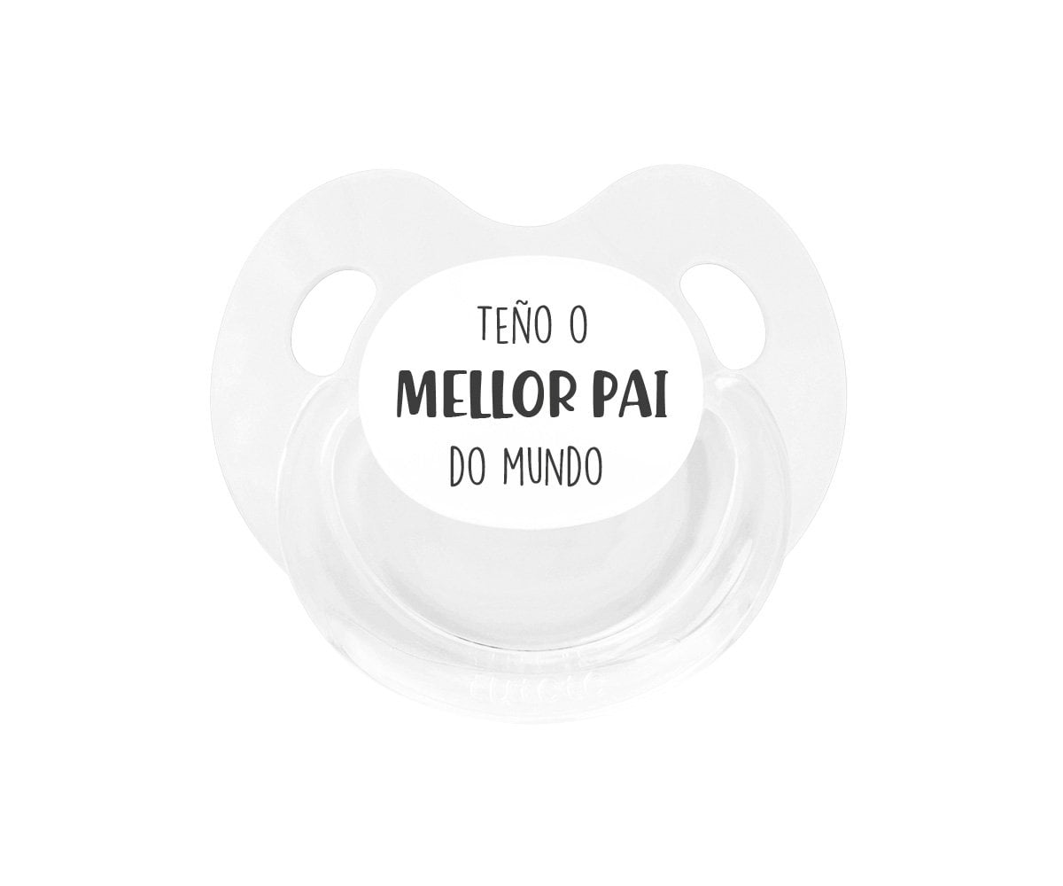 Chupete Retro Blanco Teño o mellor pai do mundo
