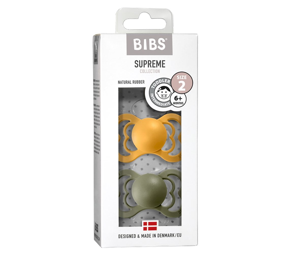2 Chupetes BIBS Supreme Honey Bee/Olive Látex