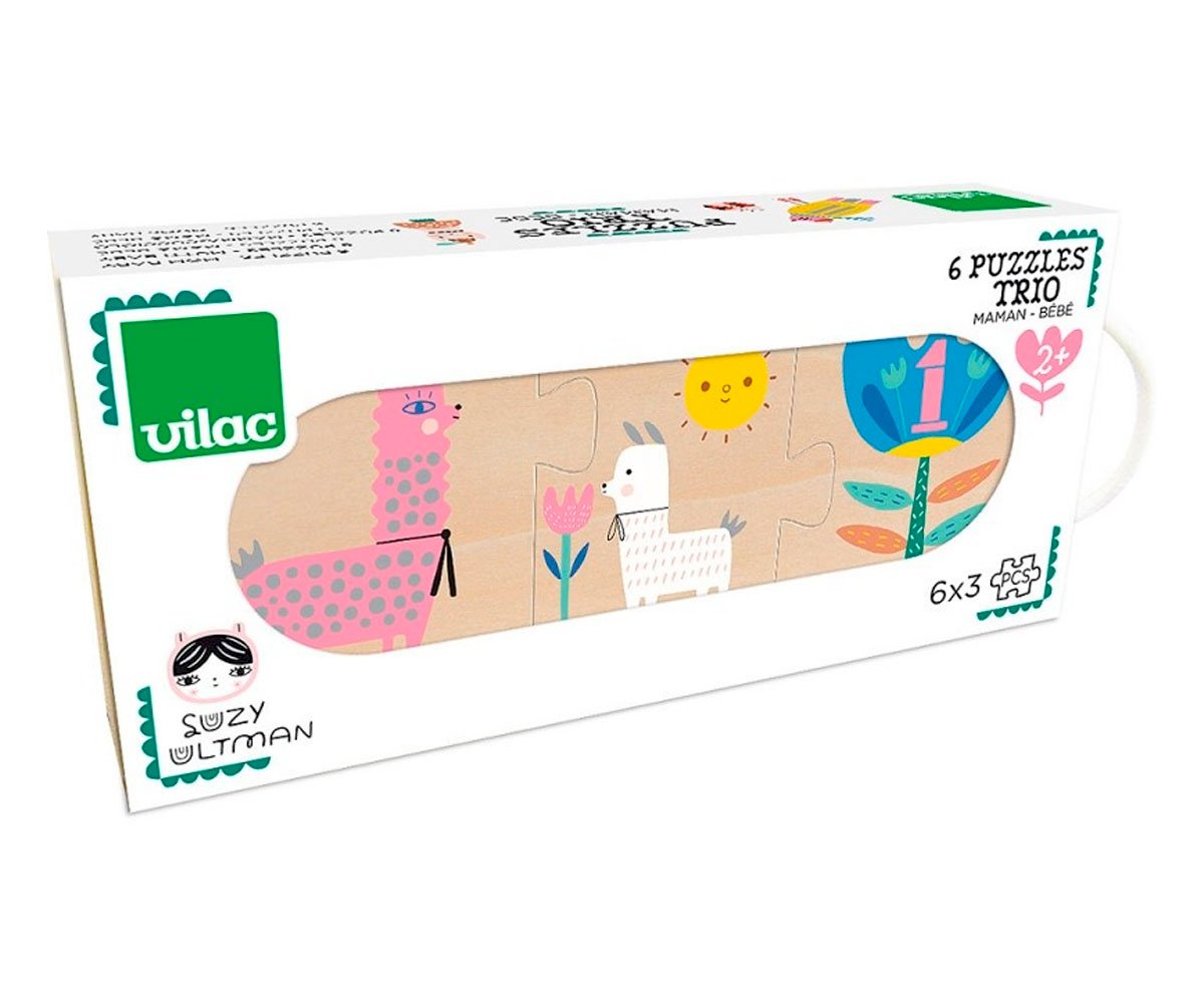 6 Puzzle Legno Trio Mom-Baby