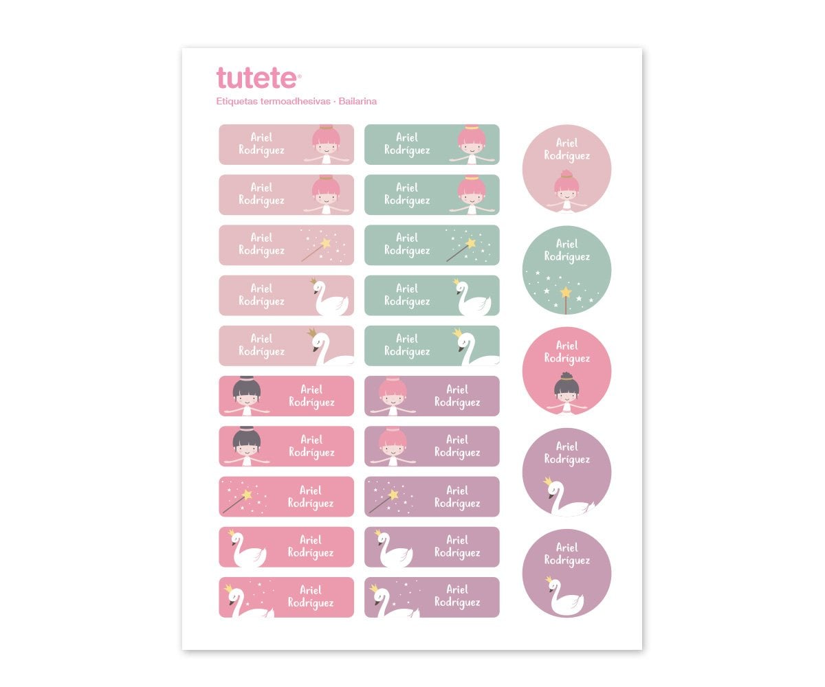 25 Ballerina Iron-on labels for clothes