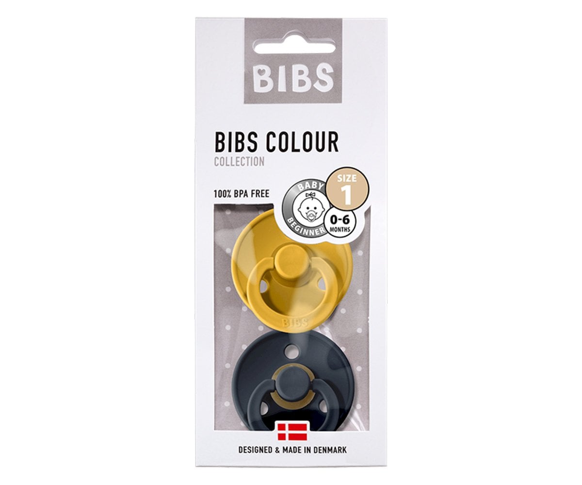2 Succhietti BIBS Colour Round Mustard/Dark Denim