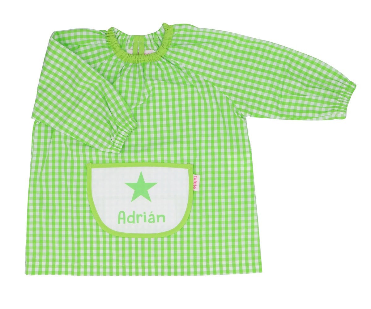 Grembiulino Vichy Personalizzato Tasca Centrale Tutete Stella Verde