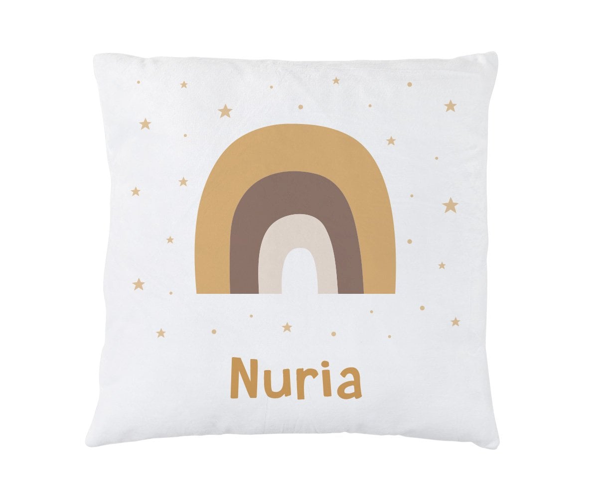Personalised Cushion Rainbow Mustard