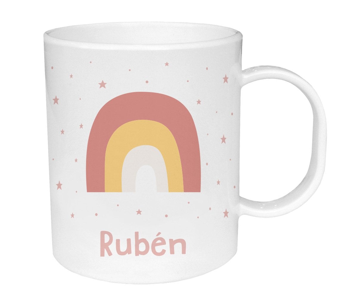Taza de Plástico Personalizada Arcoíris Rosa