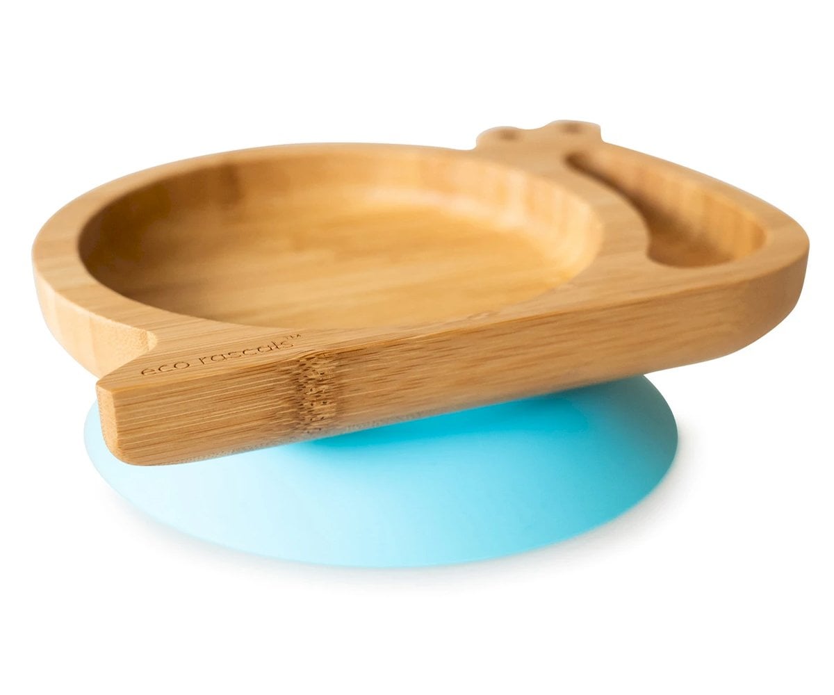 Piatto Ventosa Eco Bambù Lumaca Azzurro