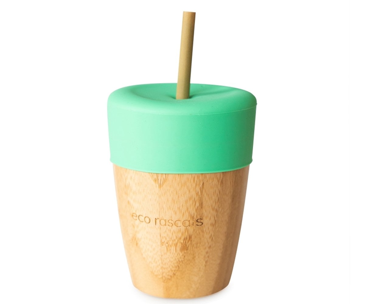 Bicchiere Cannuccia Eco Bambù Tappo Verde