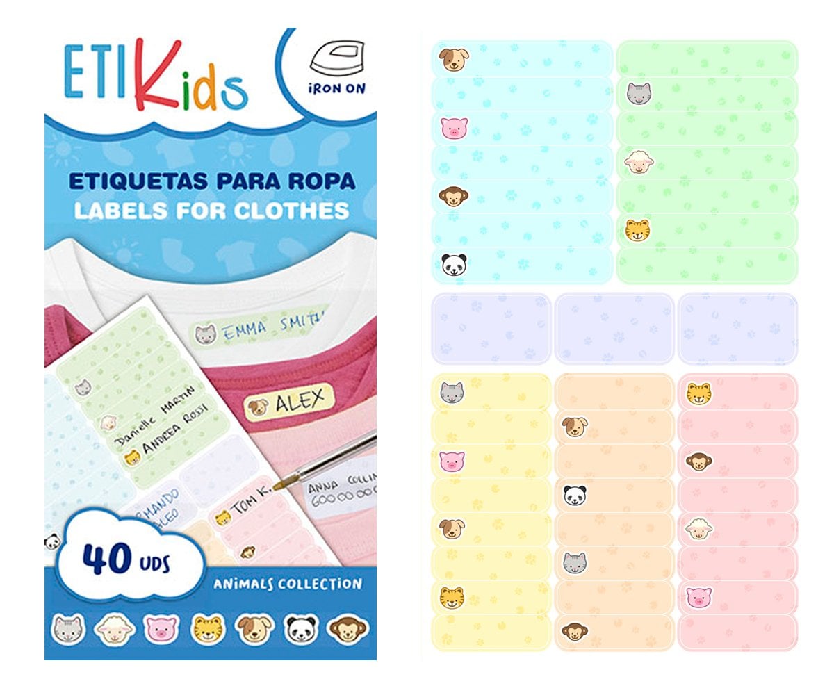 40 Étiquettes pour Vêtements « Écrit ton texte » Animaux