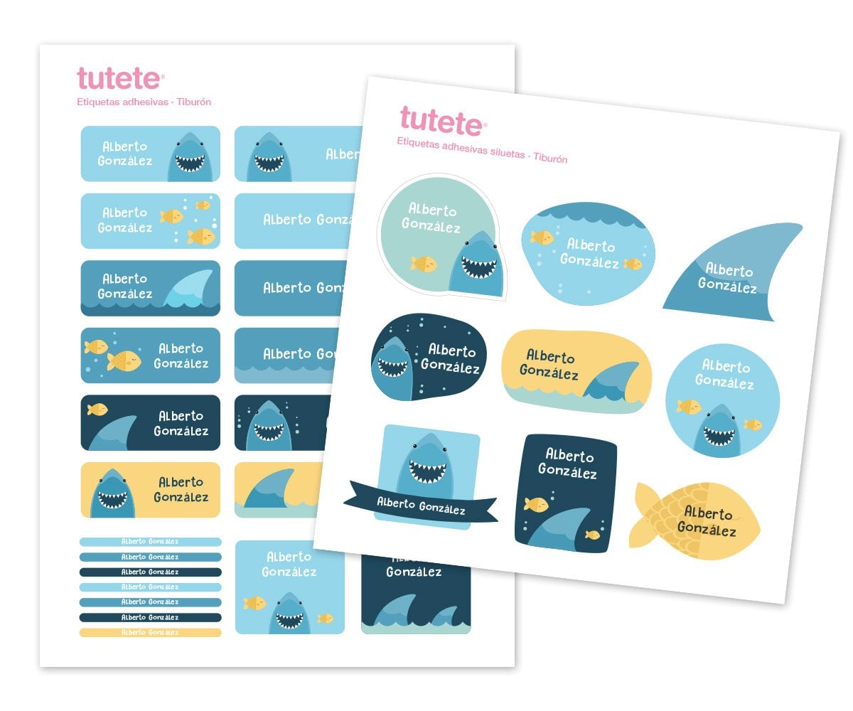 30 Étiquettes pour Objets Requin