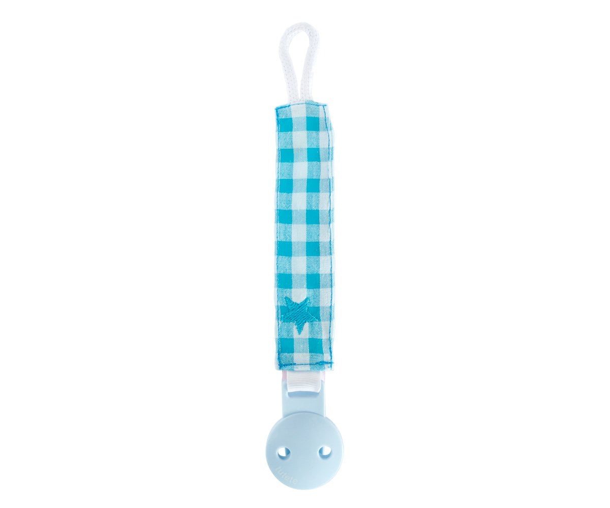 Attache-sucette Personnalisable Vichy Star Turquoise