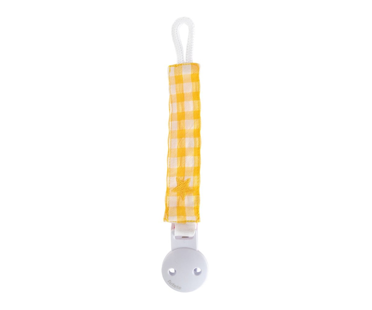 Attache-sucette Personnalisable Vichy Star Jaune