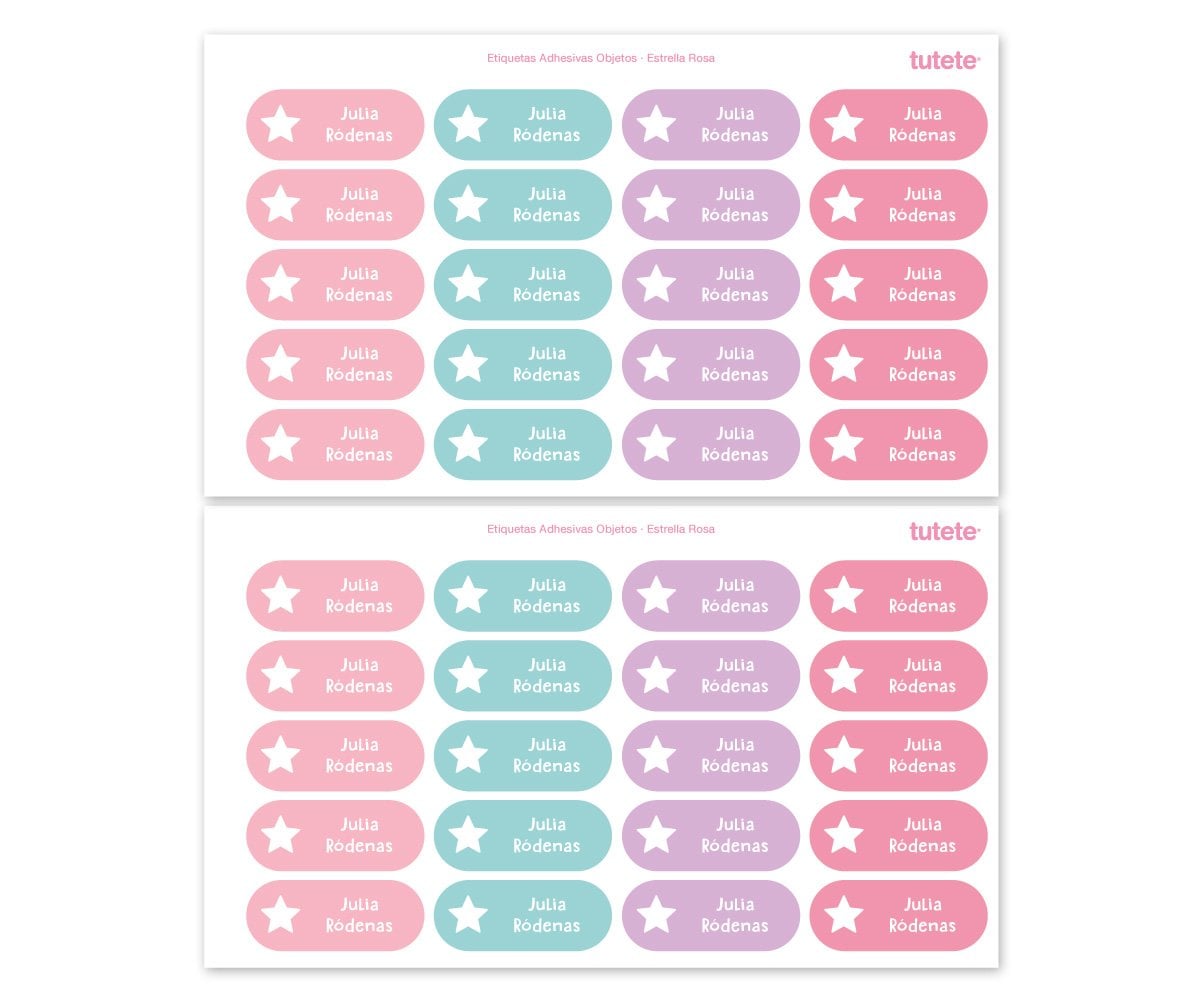 40 adesivos para objetos Pink Star