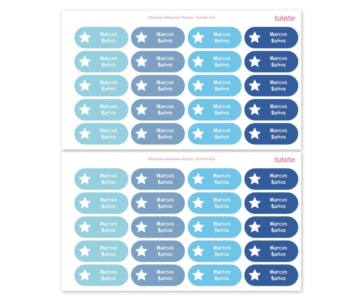 40 Autocollants pour Objets Bleu Étoile