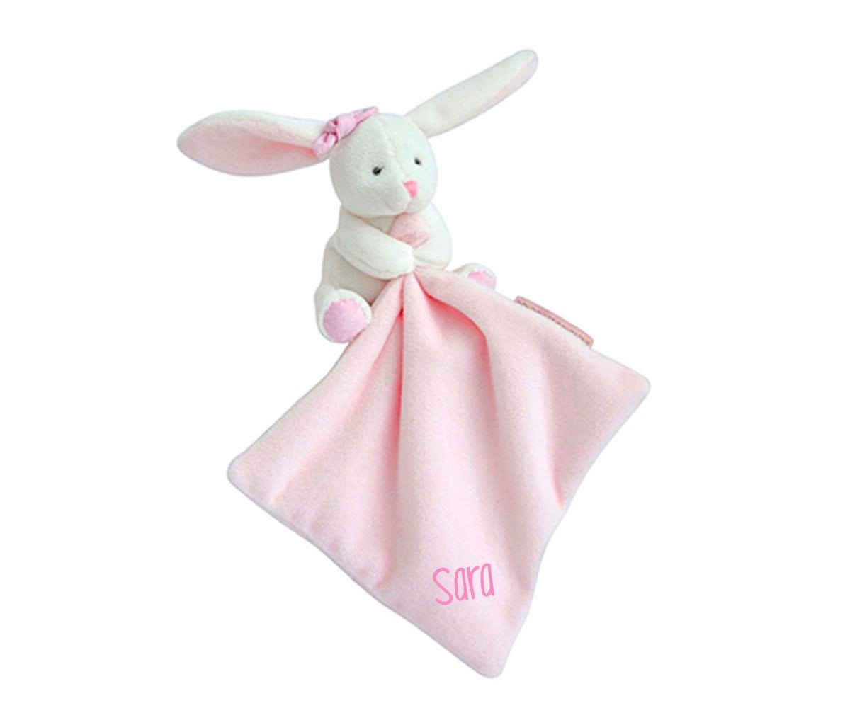 Doudou Conejito Rosa en Cajita Floral Personalizable