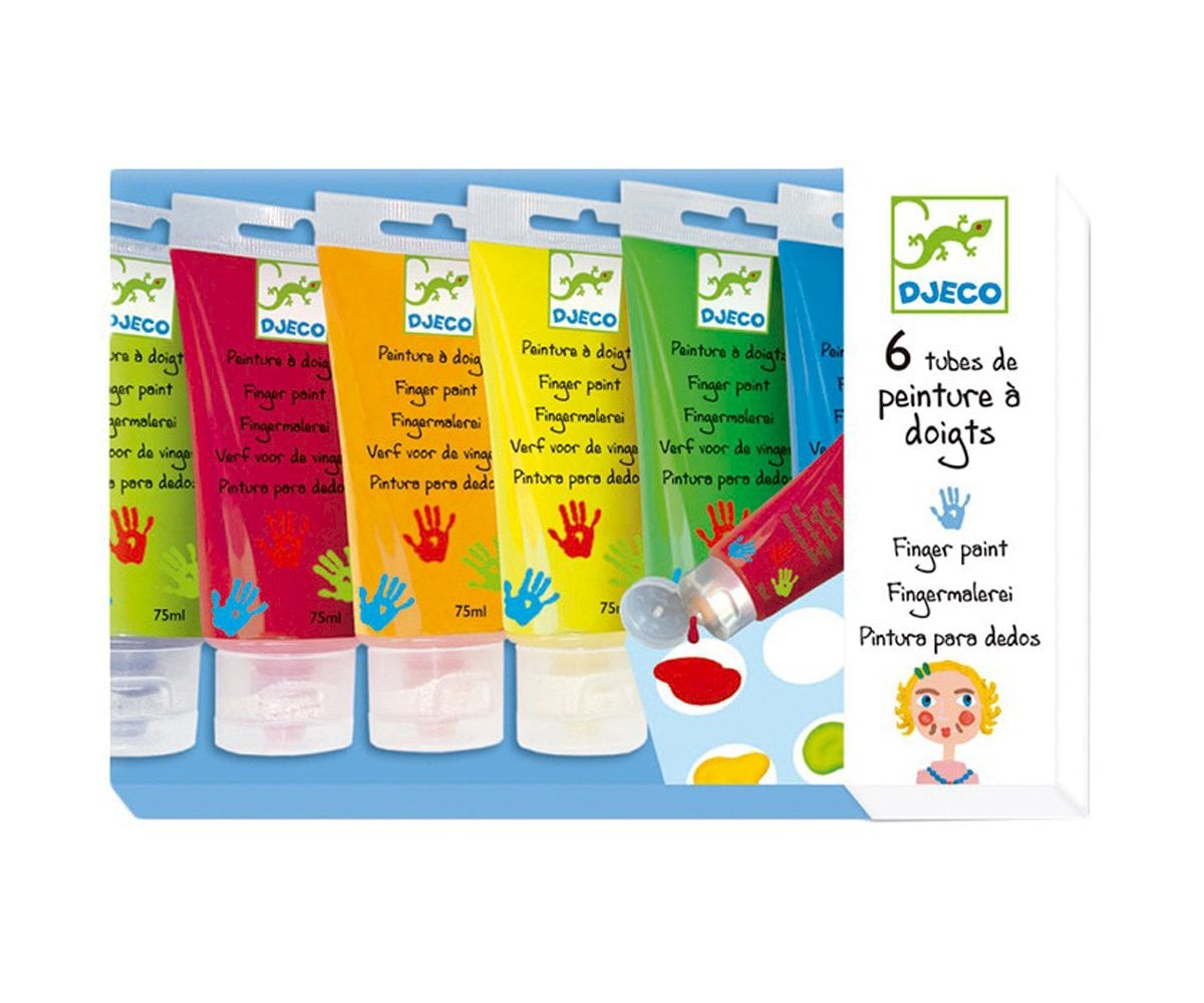 Pintura a dedo 6 tubos cores brilhantes