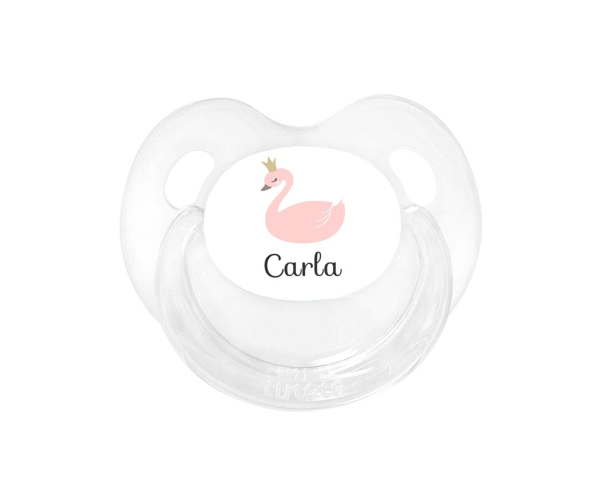 Chupeta Personalizada Retro Transparente Cisne