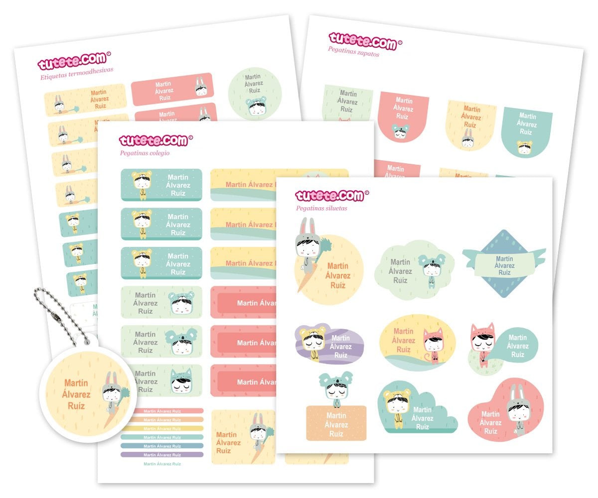 Pack Combinado Etiquetas Termo-adesivas e Autocolantes Esther Gili Pastel