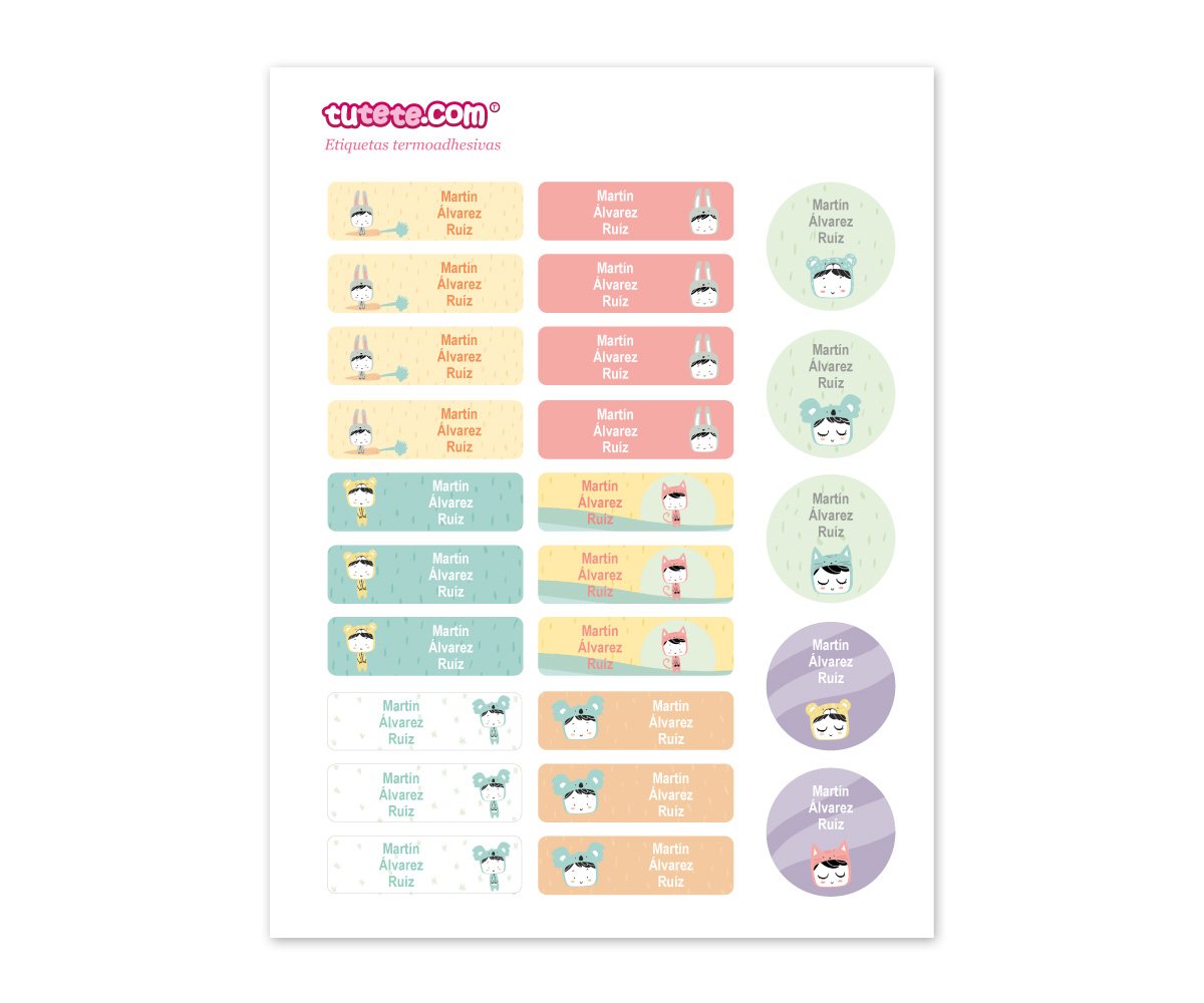 Pack Combinado Etiquetas Termo-adesivas e Autocolantes Esther Gili Pastel