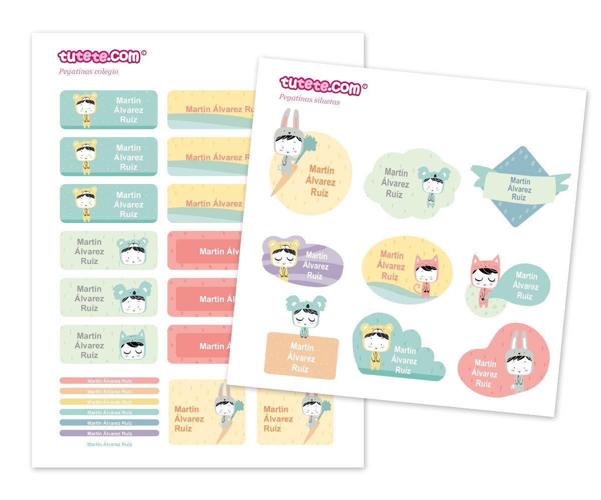 Pack Combinado Etiquetas Termo-adesivas e Autocolantes Esther Gili Pastel