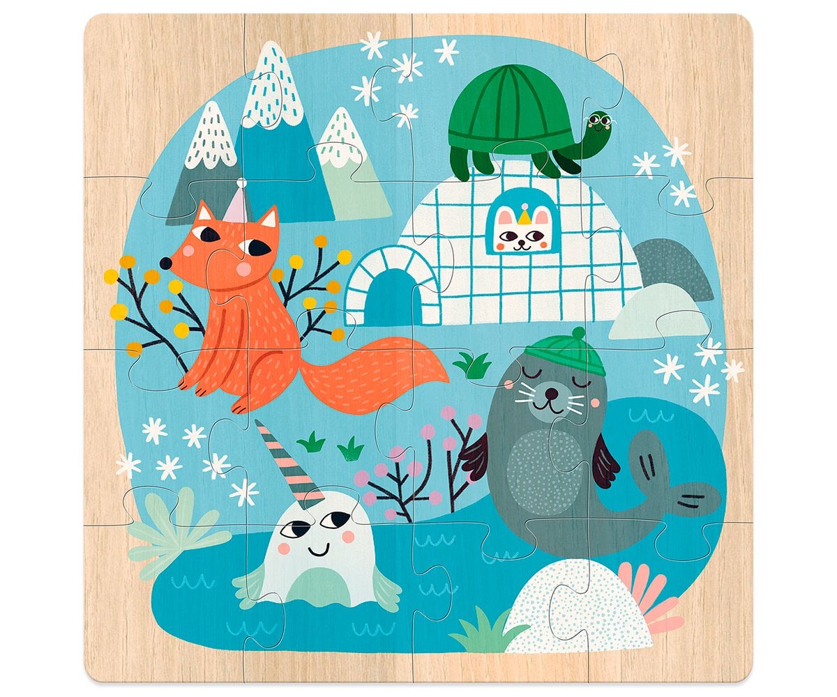 3 Puzzle Legno Animali del Mondo