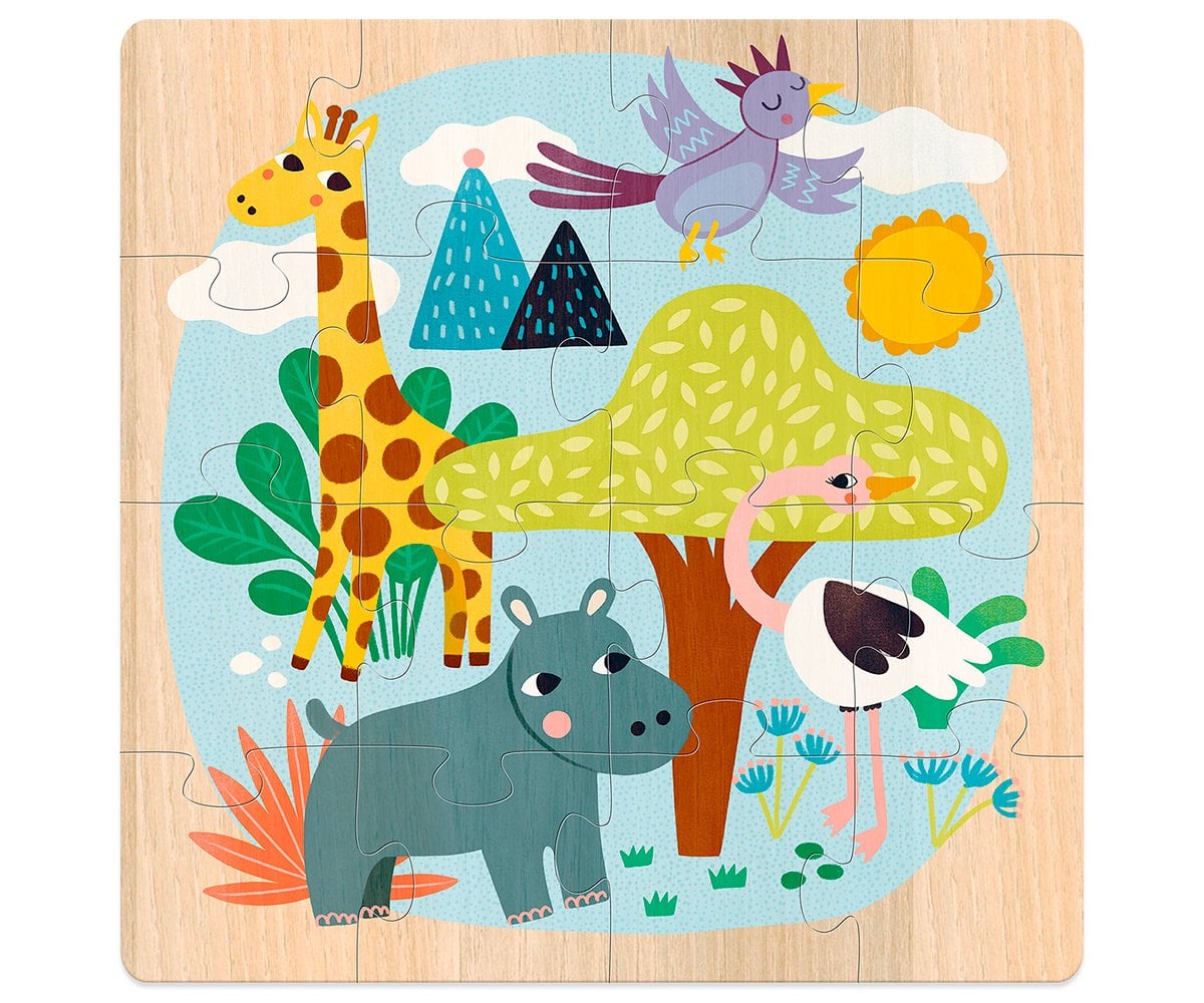 3 Puzzle Legno Animali del Mondo