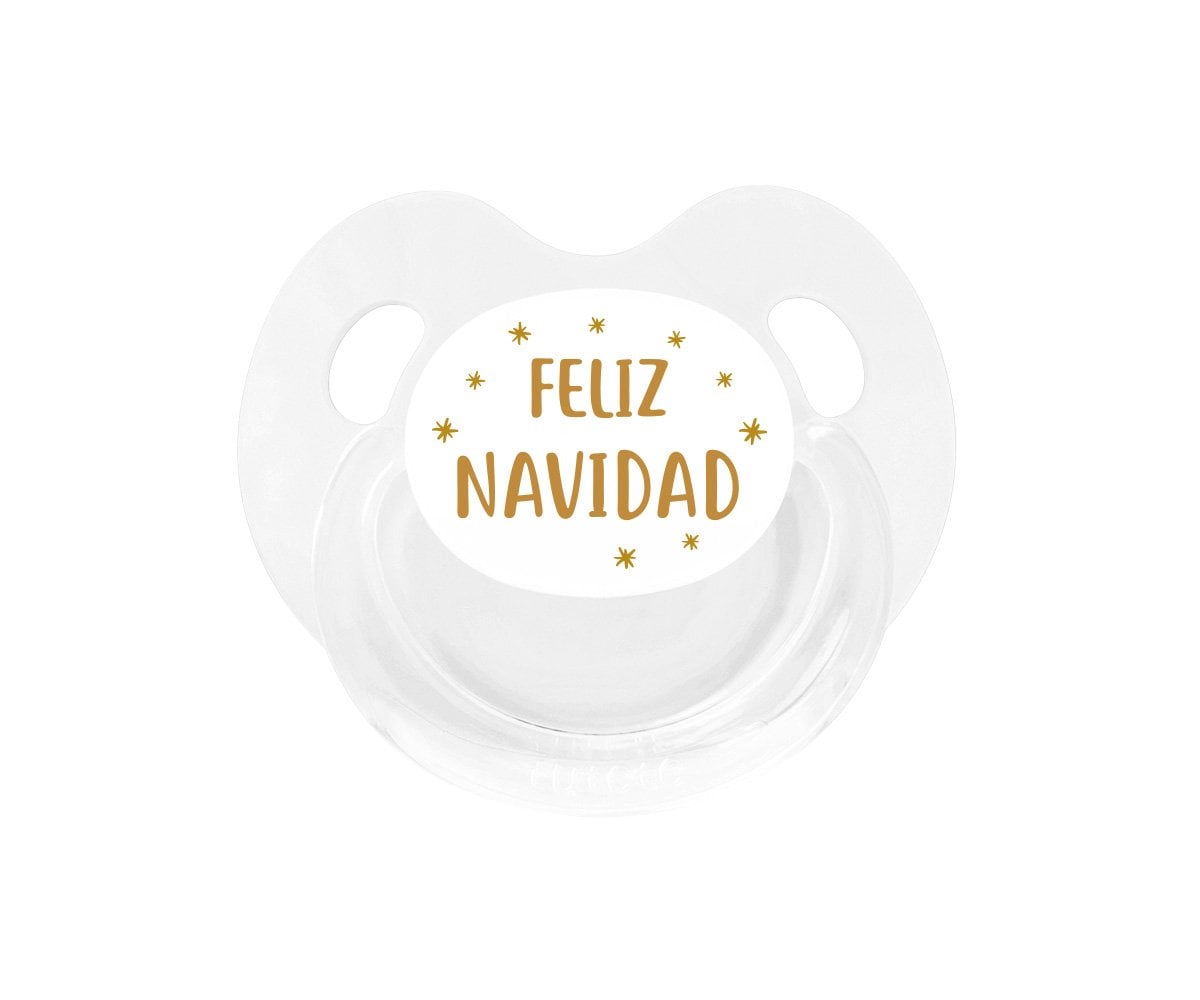 Chupete Retro Blanco Feliz Navidad Estrellas