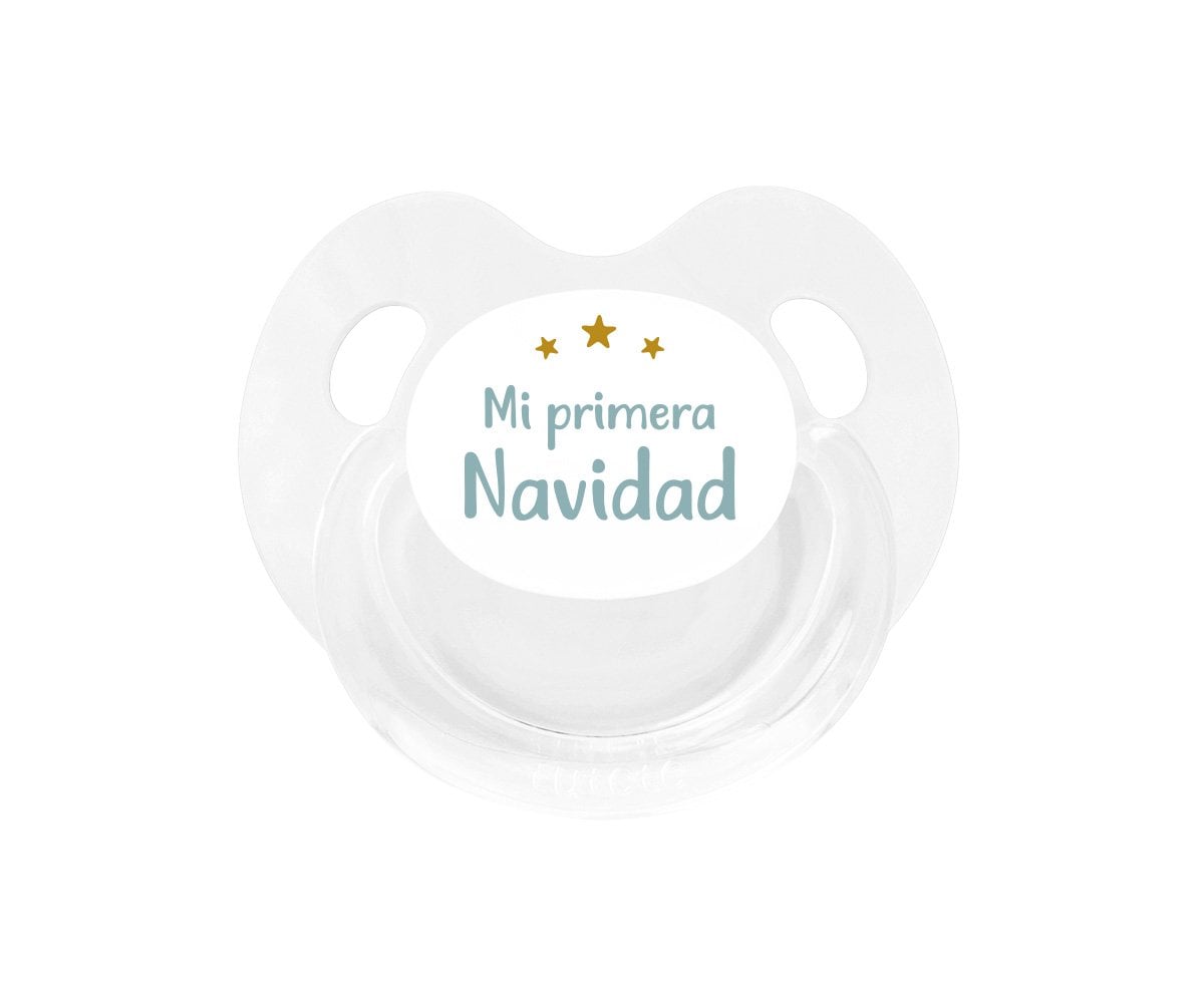 Chupete Retro Blanco Mi Primera Navidad Verde