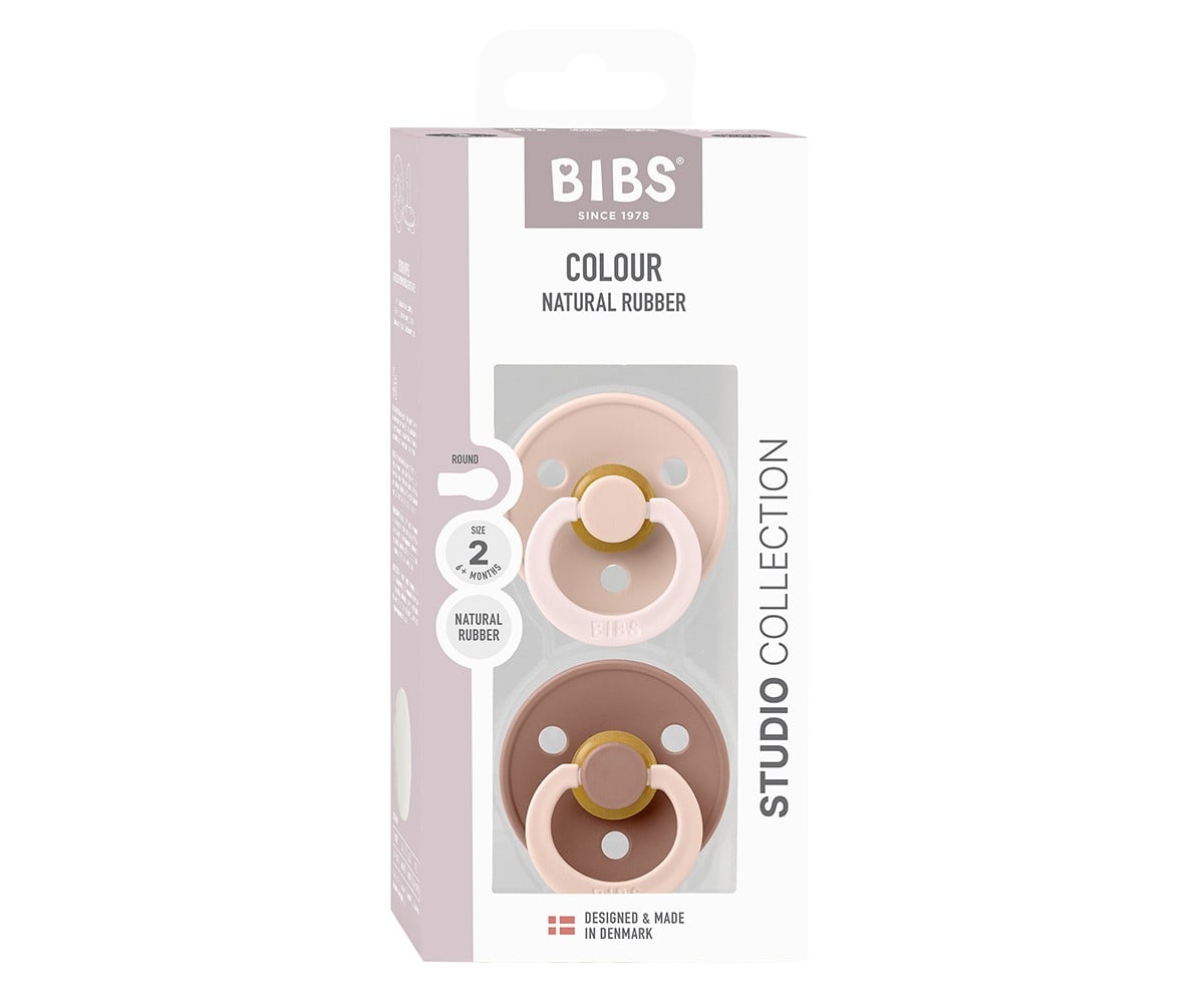 2 Sucettes BIBS Studio Colour Fusion Round Blush Woodchuck Mix