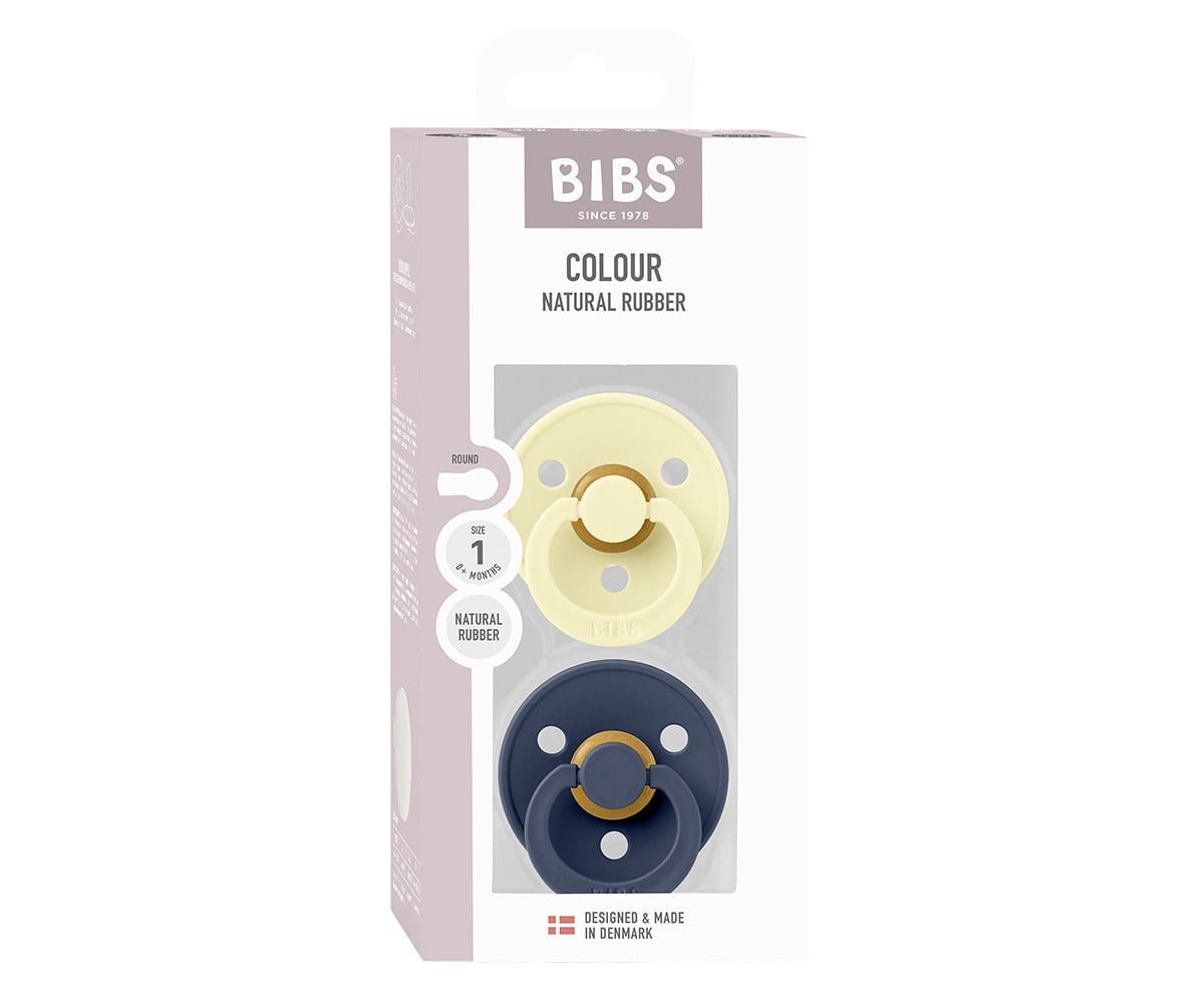 2 chupetas BIBS Colour Round Luna/Deep Space