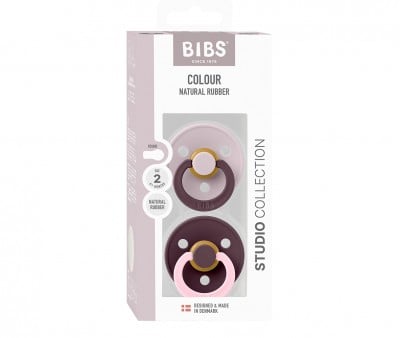 2 Sucettes BIBS Studio Colour Fusion Round Dusky Lilac Plum Mix