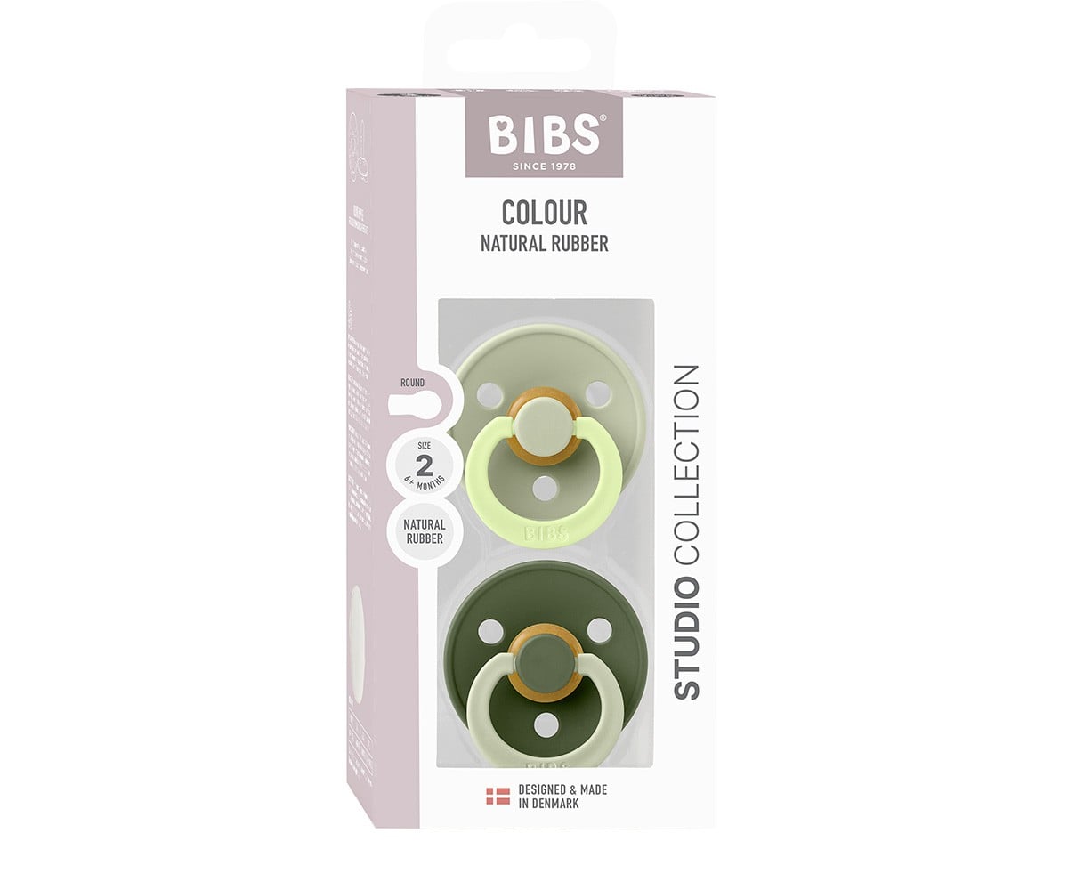 2 Sucettes BIBS Studio Colour Fusion Round Sage Hunter Green Mix