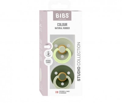 2 Sucettes BIBS Studio Colour Fusion Round Sage Hunter Green Mix