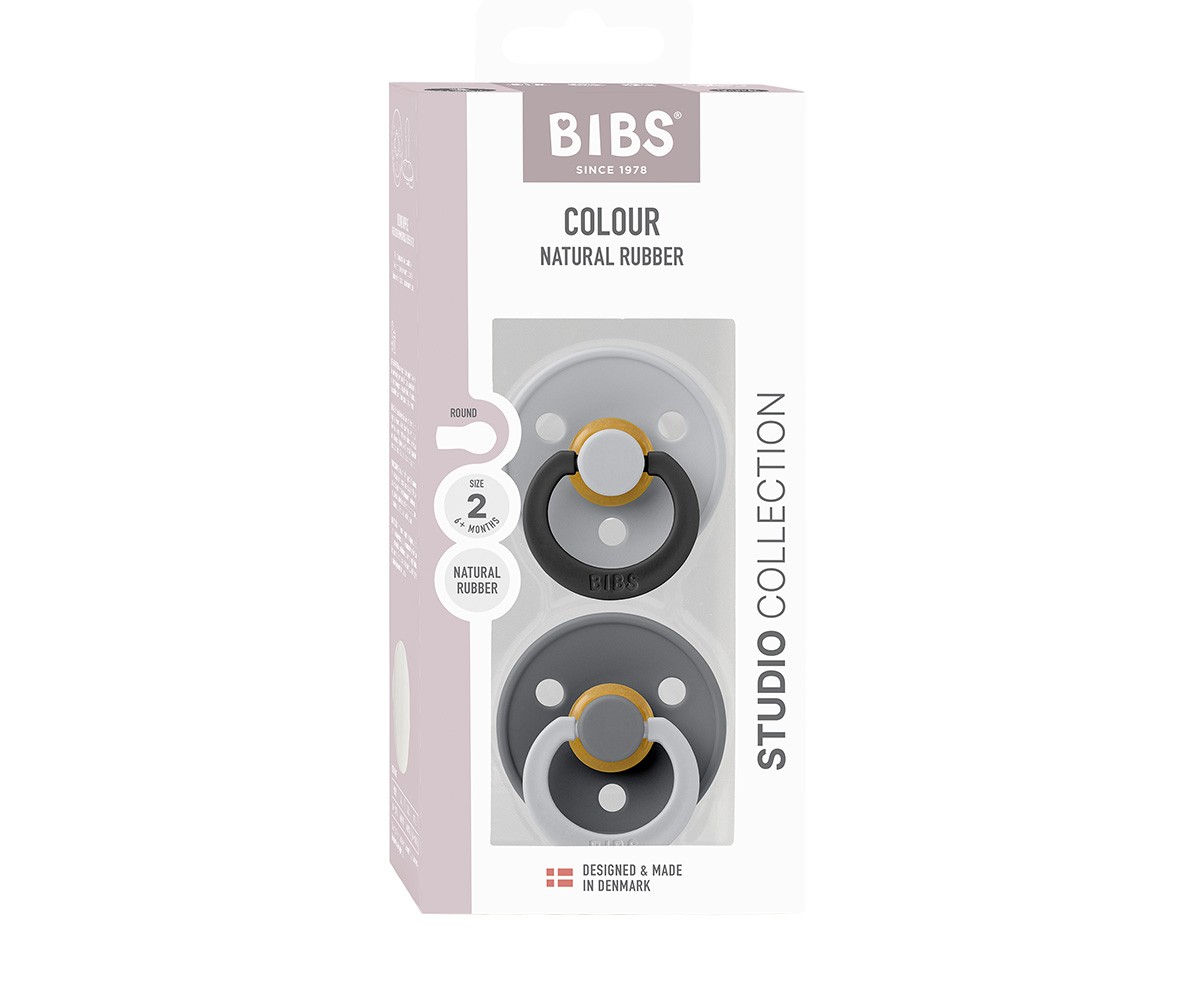 2 Sucettes BIBS Studio Colour Fusion Round Cloud Iron Mix