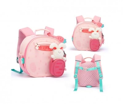 Sac à Dos Maternelle avec Porte-Monnaie et Lapin en Peluche