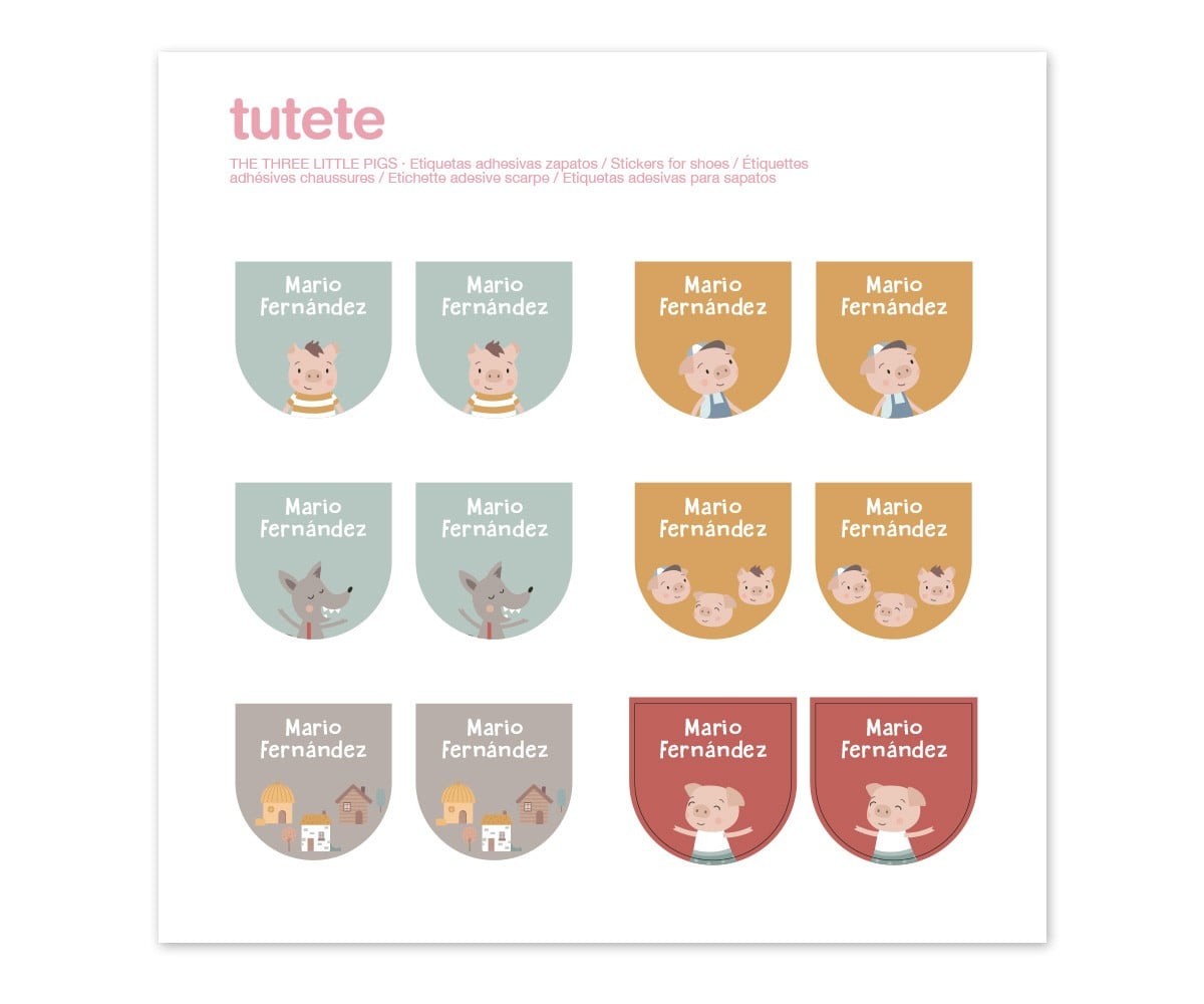 12 Autocollants pour Chaussures The Three Little Pigs
