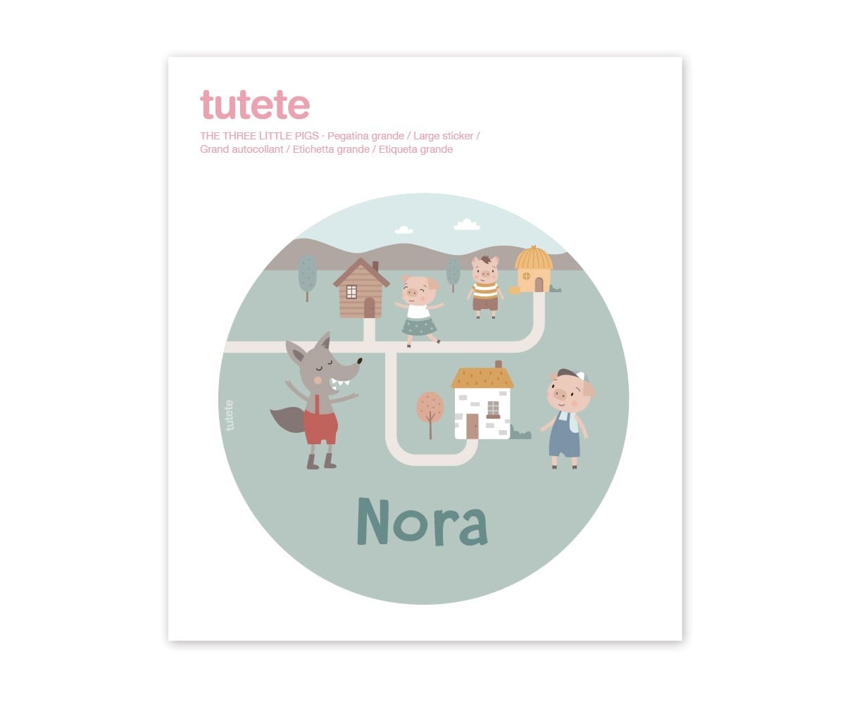 Etichetta Adesiva Rotonda Grande The Three Little Pigs