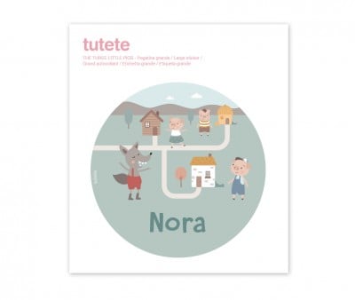 Etiqueta Grande The Three Little Pigs 
 para lancheira