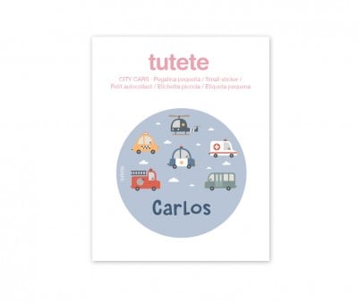 Petit Autocollant City Cars pour Gourdes et Boîtes à Lunch