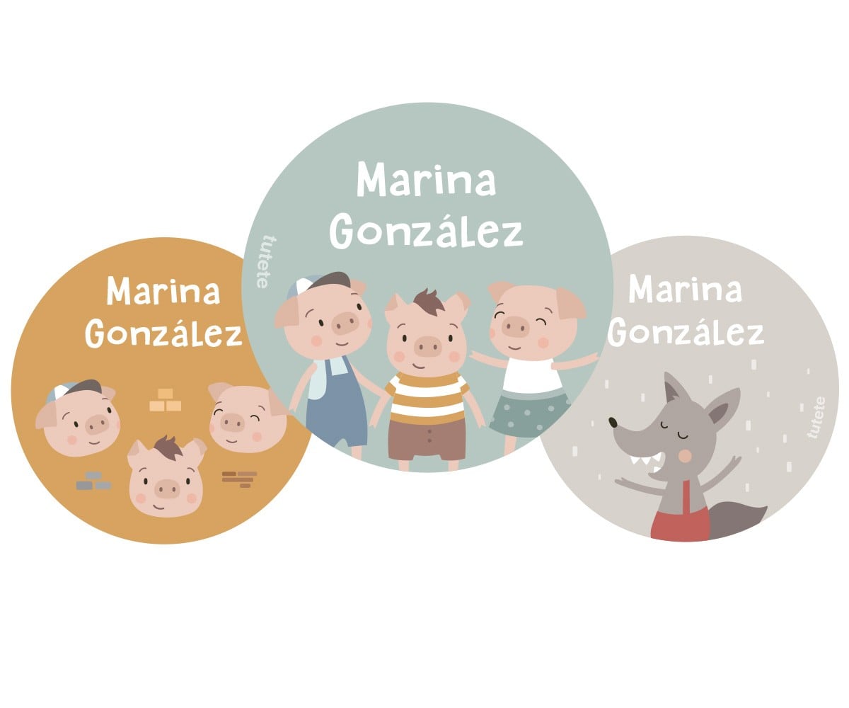 Pack de 3 Badges Personnalisés The Three Little Pigs