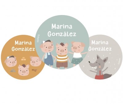 Pack 3 Chapas Personalizadas The Three Little Pigs