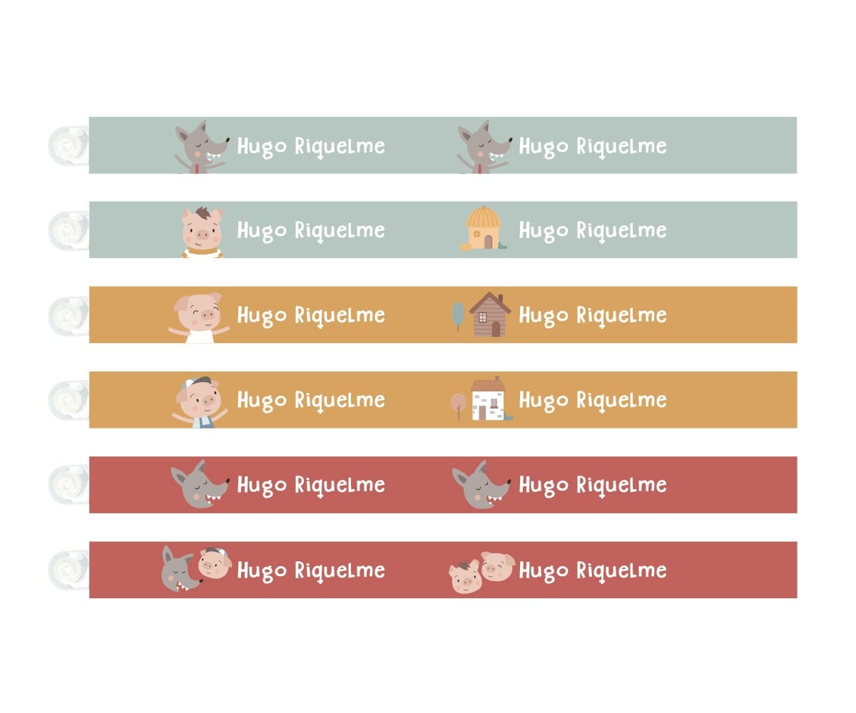 6 Rubans Personnalisables pour Suspendre les Vêtements The Three Little Pigs